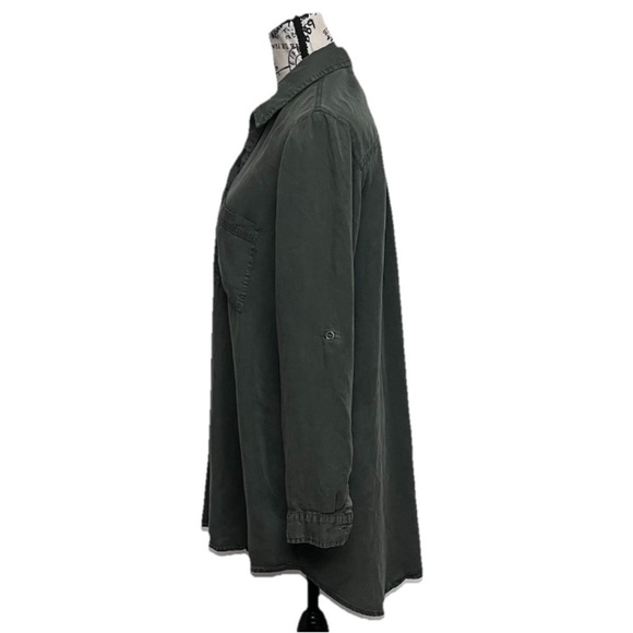 AMI Green Lyocell Utility Mini Dress S – Army Gorpcore Western Cowgirl Forest - Picture 4 of 9